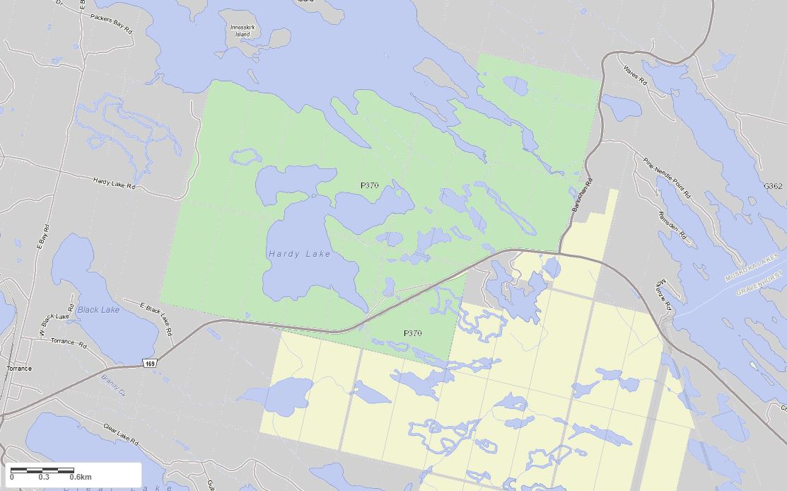 Crown Land Map of Hardy Lake in Municipality of Muskoka Lakes and the District of Muskoka